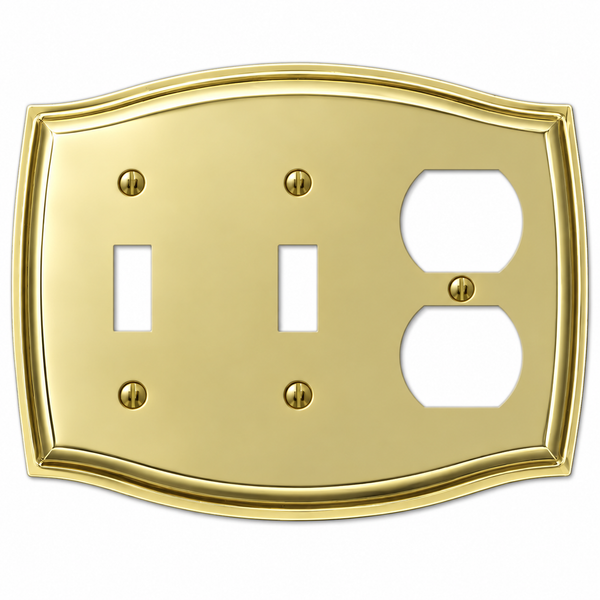 Sonoma Polished Brass Steel - 2 Toggle / 1 Duplex Wallplate
