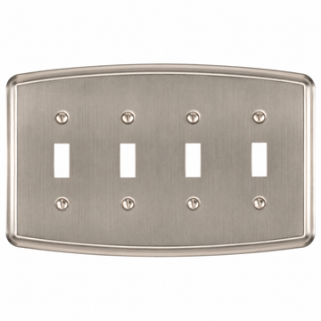 Irvine Brushed Nickel Steel - 4 Toggle Wallplate