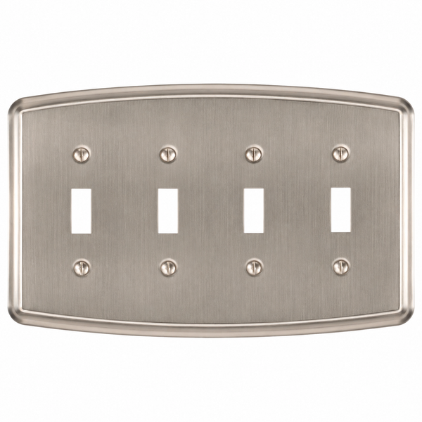 Irvine Brushed Nickel Steel - 4 Toggle Wallplate