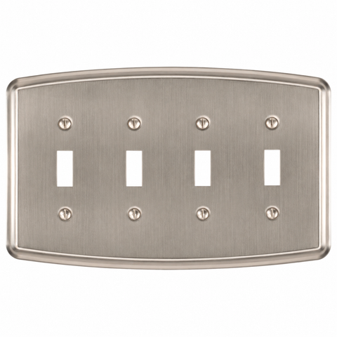 Irvine Brushed Nickel Steel - 4 Toggle Wallplate