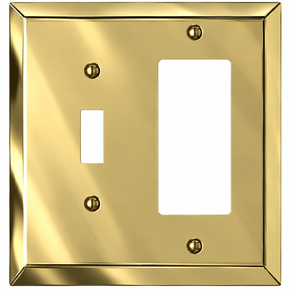 Century Polished Brass Steel - 1 Toggle / 1 Rocker Wallplate