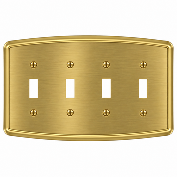 Irvine Brushed Gold Steel - 4 Toggle Wallplate