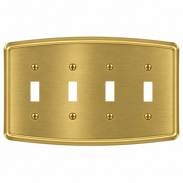 Irvine Brushed Gold Steel - 4 Toggle Wallplate