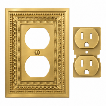 Filigree Border Satin Gold Cast - 1 Duplex Wallplate