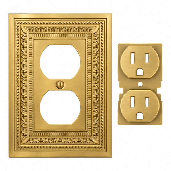 Filigree Border Satin Gold Cast - 1 Duplex Wallplate