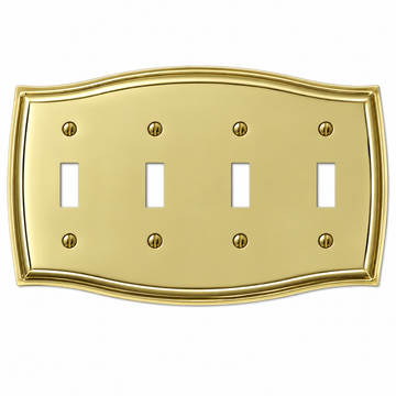 Sonoma Polished Brass Steel - 4 Toggle Wallplate