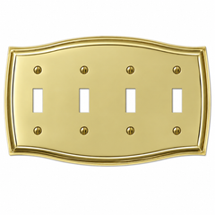 Sonoma Polished Brass Steel - 4 Toggle Wallplate