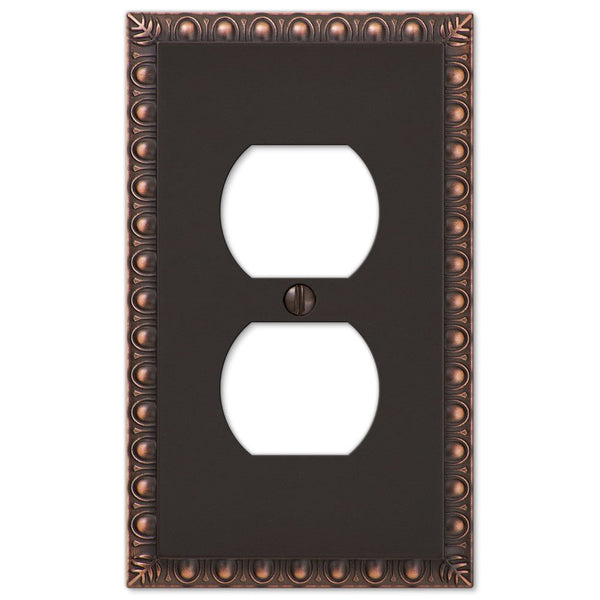 Egg & Dart Aged Bronze Cast - 1 Duplex Wallplate - Wallplate Warehouse 90DVB 070686555651 1 Duplex