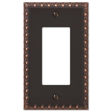 Egg & Dart Aged Bronze Cast - 1 Rocker Wallplate - Wallplate Warehouse 90RVB 070686555668 1 Rocker