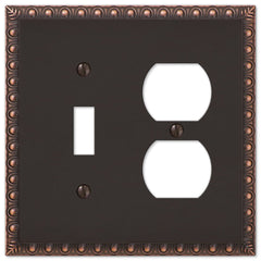 Egg & Dart Aged Bronze Cast - 1 Toggle / 1 Duplex Wallplate