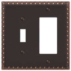 Egg & Dart Aged Bronze Cast - 1 Toggle / 1 Rocker Wallplate