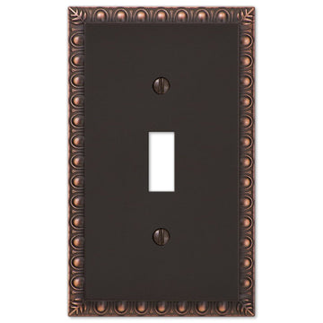 Egg & Dart Aged Bronze Cast - 1 Toggle Wallplate - Wallplate Warehouse 90TVB 070686555644 1 Toggle