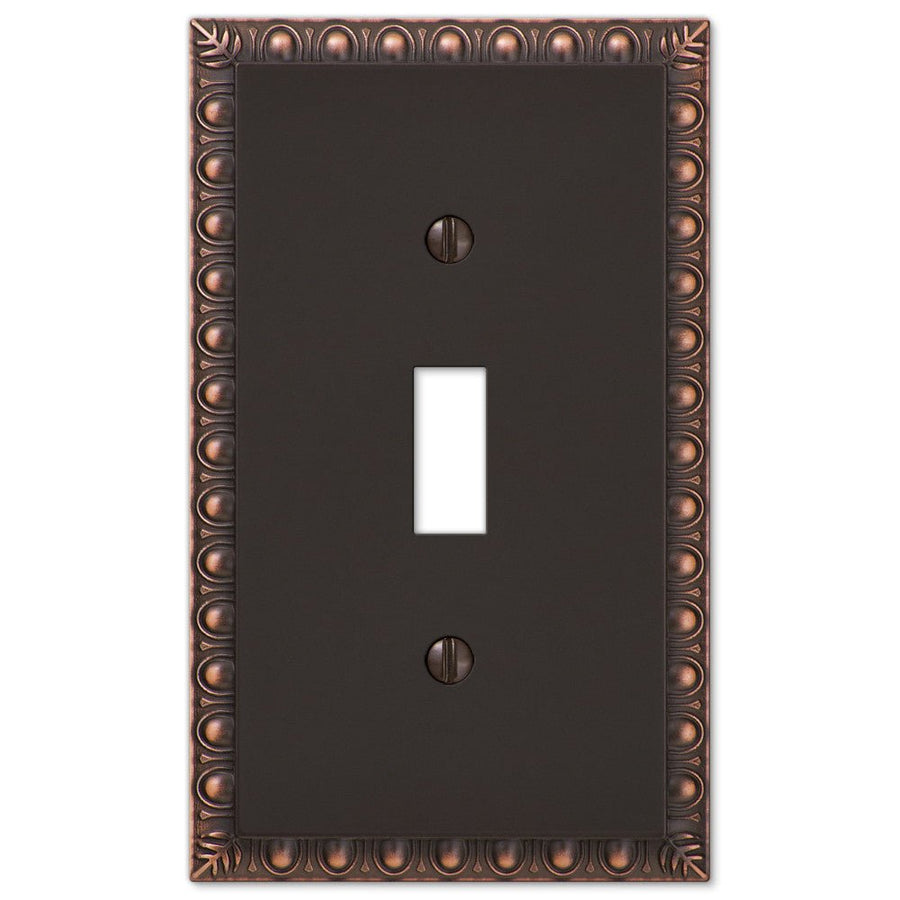 Egg & Dart Aged Bronze Cast - 1 Toggle Wallplate - Wallplate Warehouse 90TVB 070686555644 1 Toggle