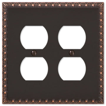 Egg & Dart Aged Bronze Cast - 2 Duplex Wallplate - Wallplate Warehouse 90DDVB 070686555576 2 Duplex