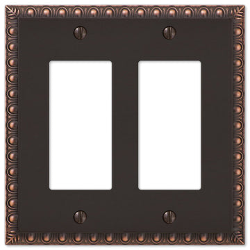 Egg & Dart Aged Bronze Cast - 2 Rocker Wallplate - Wallplate Warehouse 90RRVB 070686555514 2 Rocker