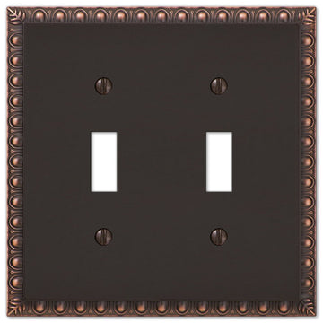 Egg & Dart Aged Bronze Cast - 2 Toggle Wallplate - Wallplate Warehouse 90TTVB 070686555675 2 Toggle