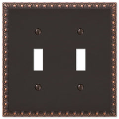 Egg & Dart Aged Bronze Cast - 2 Toggle Wallplate
