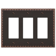 Egg & Dart Aged Bronze Cast - 3 Rocker Wallplate