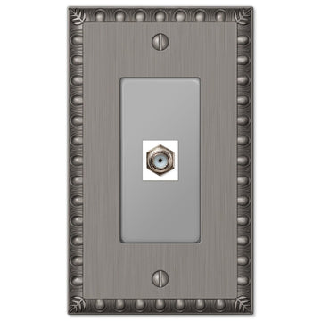 Egg & Dart Antique Nickel Cast - 1 Cable Jack Wallplate - Wallplate Warehouse 90CXAN 070686581650 Cable Jacks