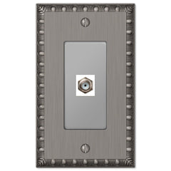 Egg & Dart Antique Nickel Cast - 1 Cable Jack Wallplate