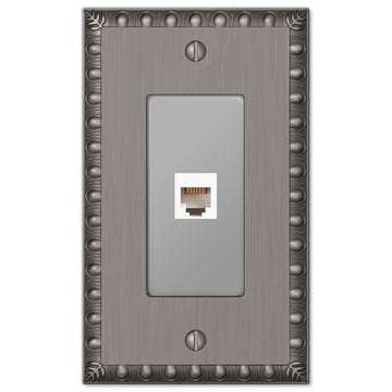 Egg & Dart Antique Nickel Cast - 1 Phone Jack Wallplate - Wallplate Warehouse 90PHAN 070686581681 Phone Jacks