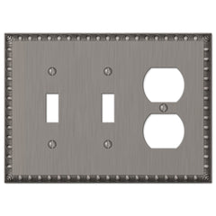 Egg & Dart Antique Nickel Cast - 2 Toggle / 1 Duplex Wallplate