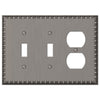Egg & Dart Antique Nickel Cast - 2 Toggle / 1 Duplex Wallplate - Wallplate Warehouse 90TTDAN 070686557860 2 Toggle / 1 Duplex