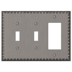 Egg & Dart Antique Nickel Cast - 2 Toggle / 1 Rocker Wallplate