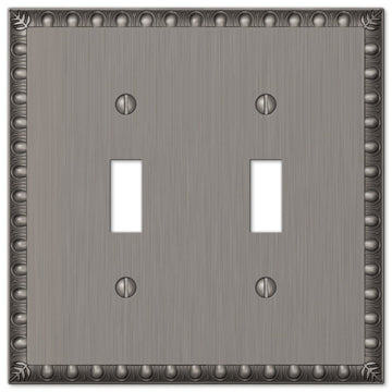 Egg & Dart Antique Nickel Cast - 2 Toggle Wallplate - Wallplate Warehouse 90TTAN 070686554517 2 Toggle