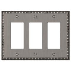 Egg & Dart Antique Nickel Cast - 3 Rocker Wallplate