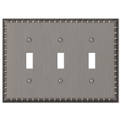 Egg & Dart Antique Nickel Cast - 3 Toggle Wallplate