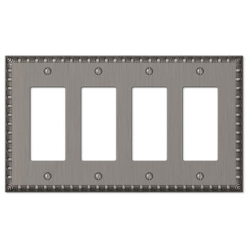 Egg & Dart Antique Nickel Cast - 4 Rocker Wallplate - Wallplate Warehouse 90R4AN 070686554821 4 Rocker