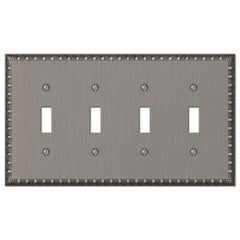 Egg & Dart Antique Nickel Cast - 4 Toggle Wallplate