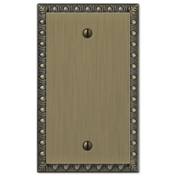 Egg & Dart Brushed Brass Cast - 1 Blank Wallplate - Wallplate Warehouse 90BBB 070686565001 1 Blank
