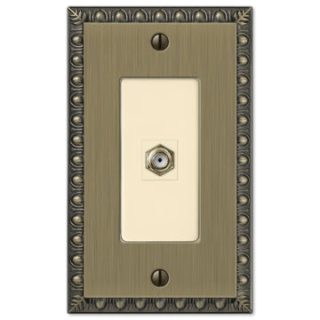 Egg & Dart Brushed Brass Cast - 1 Cable Jack Wallplate - Wallplate Warehouse 90CXBB 070686581667 Cable Jacks