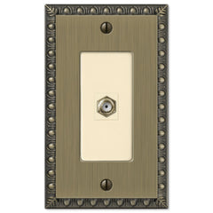 Egg & Dart Brushed Brass Cast - 1 Cable Jack Wallplate