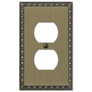 Egg & Dart Brushed Brass Cast - 1 Duplex Wallplate - Wallplate Warehouse 90DBB 070686556603 1 Duplex
