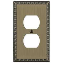 Egg & Dart Brushed Brass Cast - 1 Duplex Wallplate