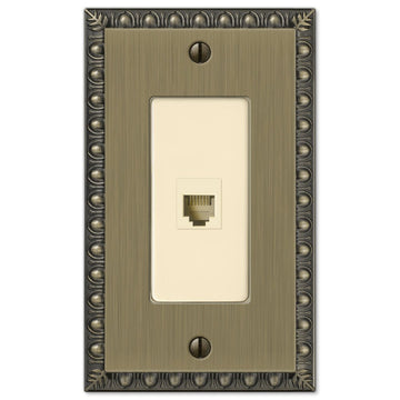 Egg & Dart Brushed Brass Cast - 1 Phone Jack Wallplate - Wallplate Warehouse 90PHBB 070686581698 Phone Jacks