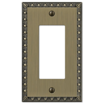 Egg & Dart Brushed Brass Cast - 1 Rocker Wallplate - Wallplate Warehouse 90RBB 070686556610 1 Rocker