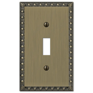 Egg & Dart Brushed Brass Cast - 1 Toggle Wallplate - Wallplate Warehouse 90TBB 070686555590 1 Toggle