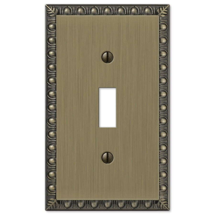 Egg & Dart Brushed Brass Cast - 1 Toggle Wallplate - Wallplate Warehouse 90TBB 070686555590 1 Toggle
