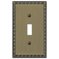 Egg & Dart Brushed Brass Cast - 1 Toggle Wallplate
