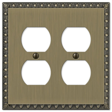 Egg & Dart Brushed Brass Cast - 2 Duplex Wallplate - Wallplate Warehouse 90DDBB 070686565032 2 Duplex