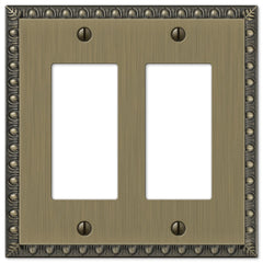 Egg & Dart Brushed Brass Cast - 2 Rocker Wallplate