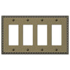 Egg & Dart Brushed Brass Cast - 4 Rocker Wallplate - Wallplate Warehouse 90R4BB 070686565100 4 Rocker