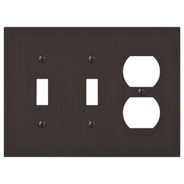 Elan Aged Bronze Cast - 2 Toggle / 1 Duplex Wallplate - Wallplate Warehouse 55TTDDB - B 070686020418 2 Toggle / 1 Duplex
