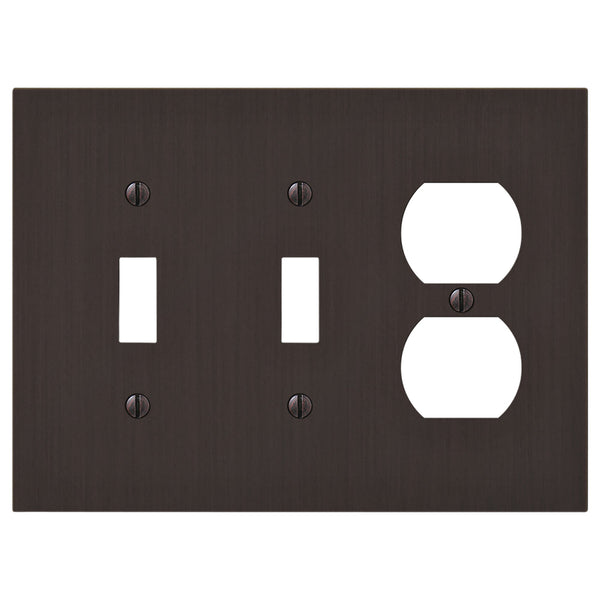 Elan Aged Bronze Cast - 2 Toggle / 1 Duplex Wallplate - Wallplate Warehouse 55TTDDB - B 070686020418 2 Toggle / 1 Duplex