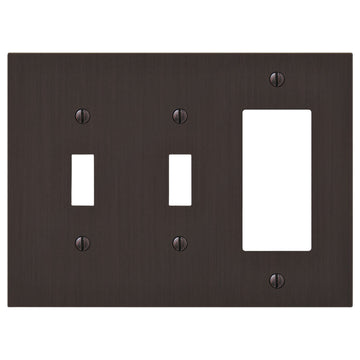 Elan Aged Bronze Cast - 2 Toggle / 1 Rocker Wallplate - Wallplate Warehouse 55TTRDB - B 070686020425 2 Toggle / 1 Rocker