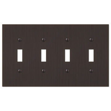 Elan Aged Bronze Cast - 4 Toggle Wallplate - Wallplate Warehouse 55T4DB 070686573440 4 Toggle